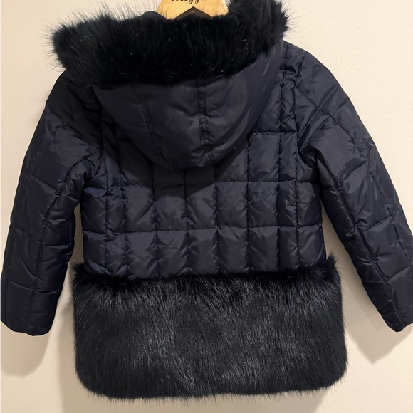 J.Crew CrewCuts Navy Blue Girls Size 8Quilted Puffer Coat Jacket Faux Fur Sz 8 - Picture 6 of 9